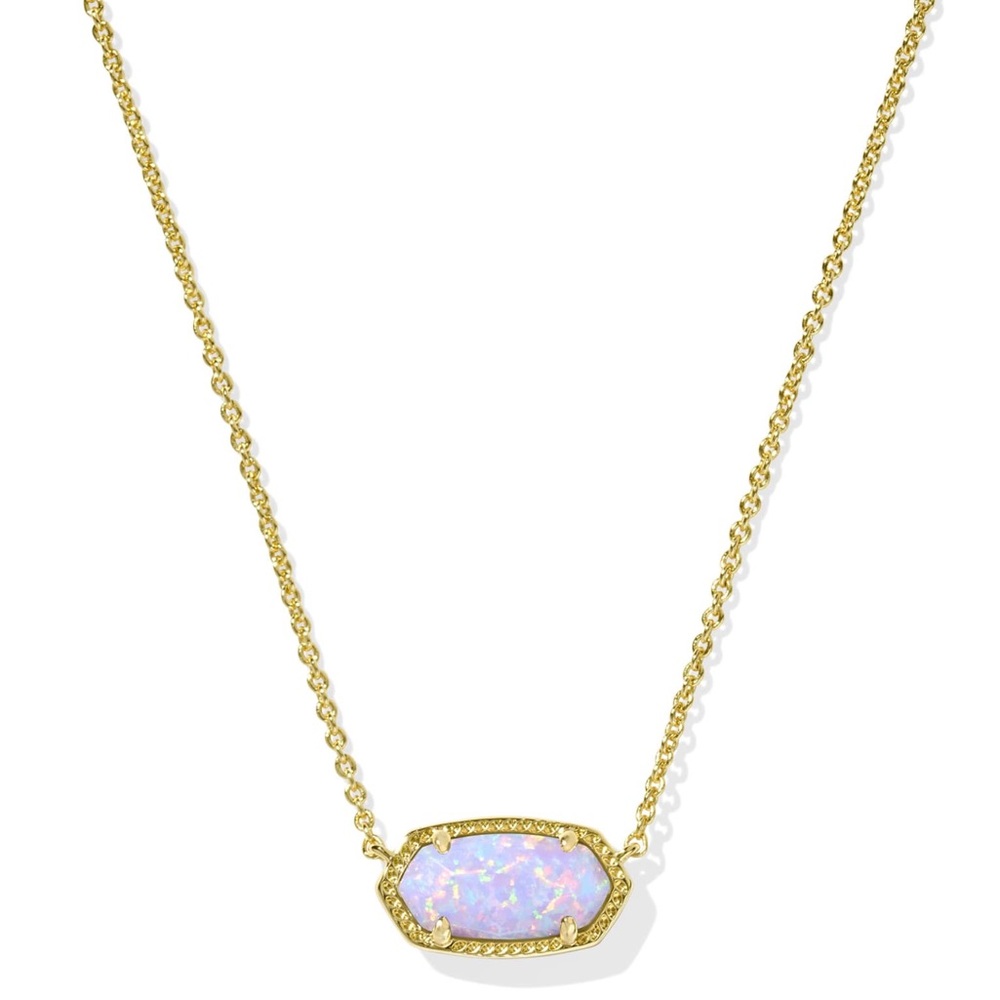 Kendra Scott Elisa Gold Pendant Necklace Lilac Kyocera Opal 15-17”- NEW - Picture 4 of 4